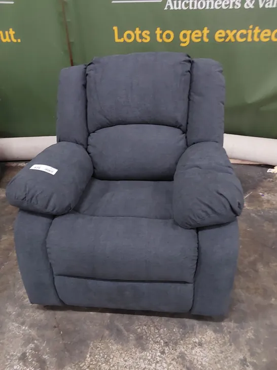 DESIGNER MANUAL RECLINING EASY CHAIR CHARCOAL FABRIC 