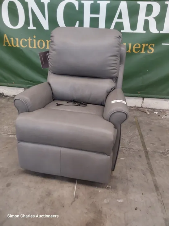 QUALITY BRITISH DESIGNER G PLAN NEWMARKET POWER RECLINING EASY CHAIR DALLAS CHARCOAL LEATHER 