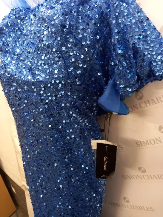 GIFFNISETI BLUE SEQUIN MAXI DRESS - S