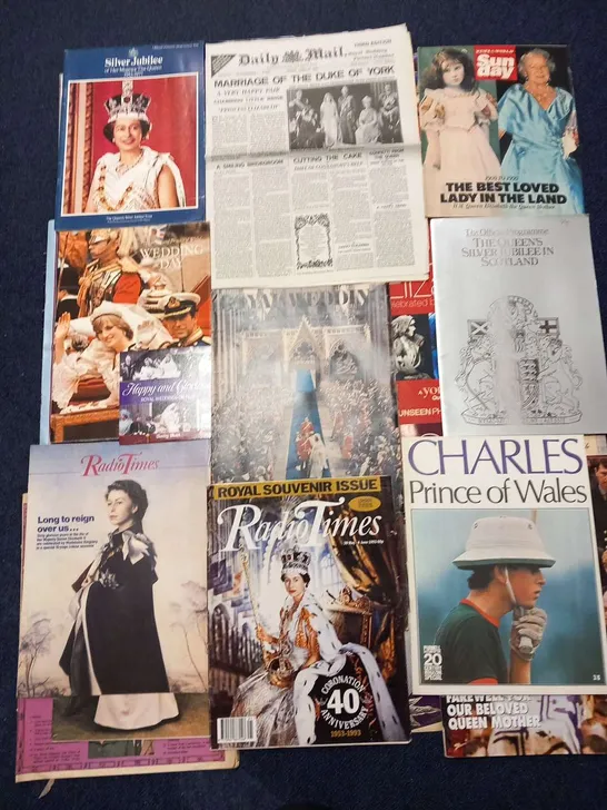 VINTAGE LARGE COLLECTION OF ROYAL FAMILY BOOKS,MAGAZINES, EPHEMERA AND NEWSPAPERS PULL OUTS