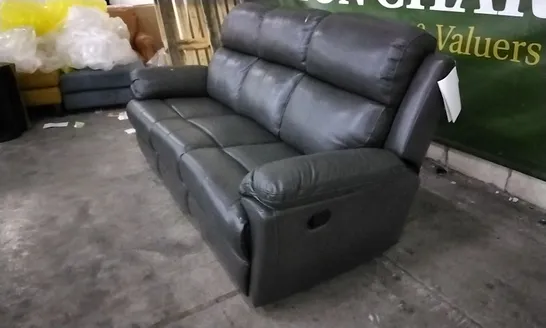 QUALITY DESIGNER BLACK LEATHER MANUAL RECLINER 3 SEATER SOFA