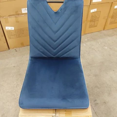 BOX CONTAINING SET OF 2 BLUE VELVET DINING CHAIR