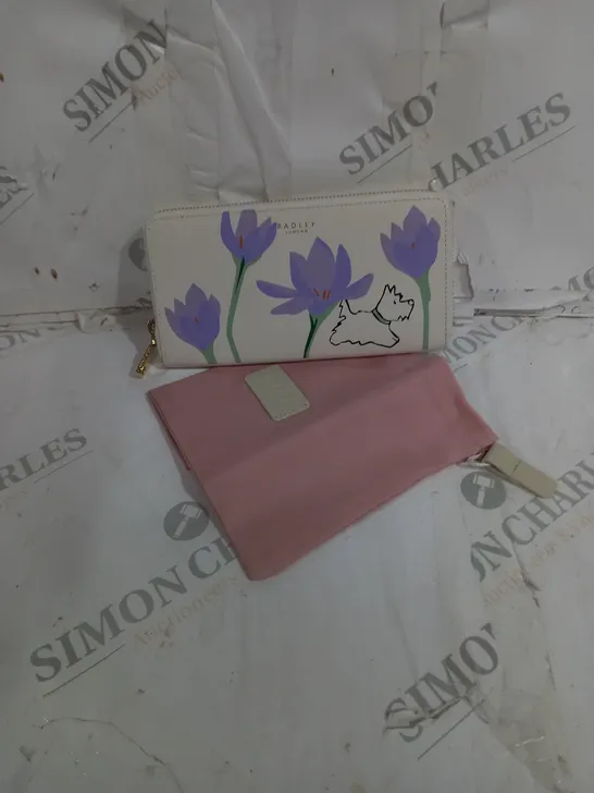 RADLEY LONDON SPRING BULBS LEATHER PURSE IN CHALK WITH PINK POUCH 