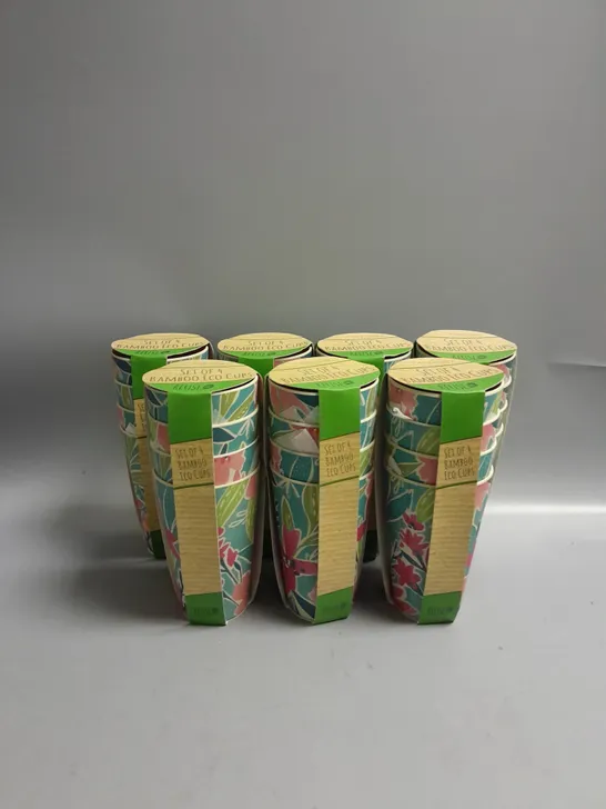 LOT OF 7 BAMBOO ECO CUPS SET OF 4