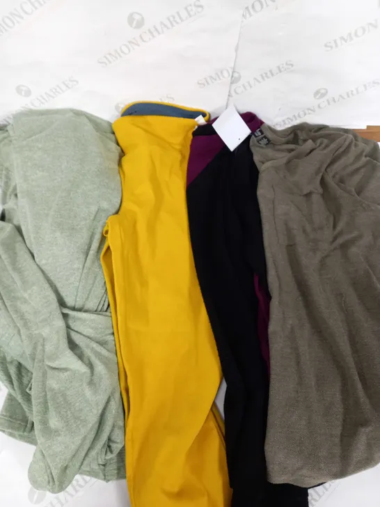 LOT OF 4 ASSORTED CLOTHES TO INCLUDE YELLOW PANTS, GREEN TOP, ECT