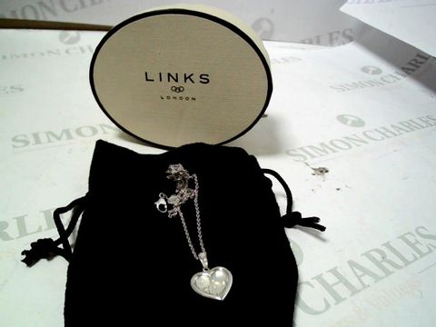 LINKS OF LONDON STERLING SILEVR MOONSTONE NECKLACE AND HEART SHAPED PENDANT 