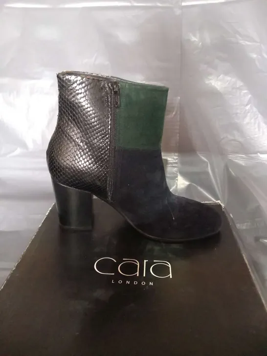 BOXED CARA SLEEP LEATHER/SUEDE ANKLE BOOTS SIZE 3