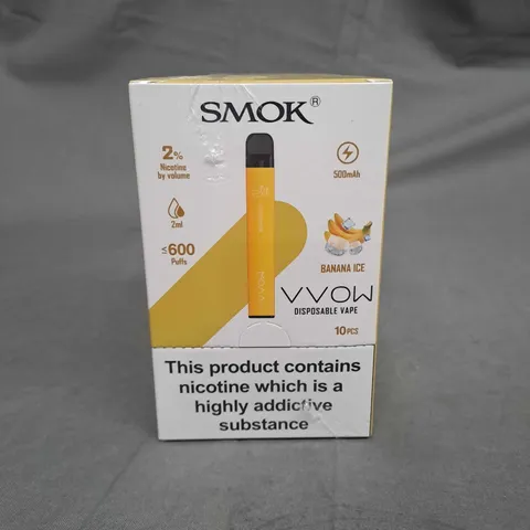 SEALED SMOKE VVOW DISPOSABLE VAPE IN BANANA ICE PACK OF 10