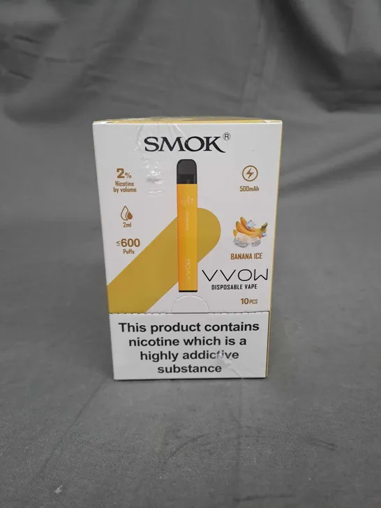 SEALED SMOKE VVOW DISPOSABLE VAPE IN BANANA ICE PACK OF 10