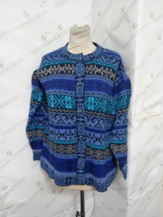 SPIRIT OF THE ANDES KNITTED CARDIGAN IN LAPIS BLUE SIZE L