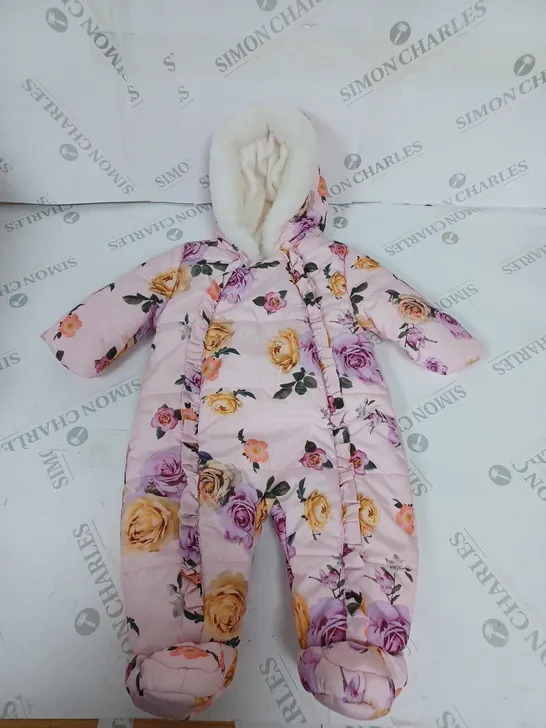 GIRSL ALL IN ONE SNOWSUIT WITH FLORAL PATTERN DRESS SIZE UNSPECIFIED