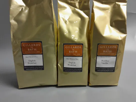 LOT OF 4 GILLARDS OF BATH TEAS INCLUDE ENGLISH BREAKFAST & ROOIBOS VANILLA