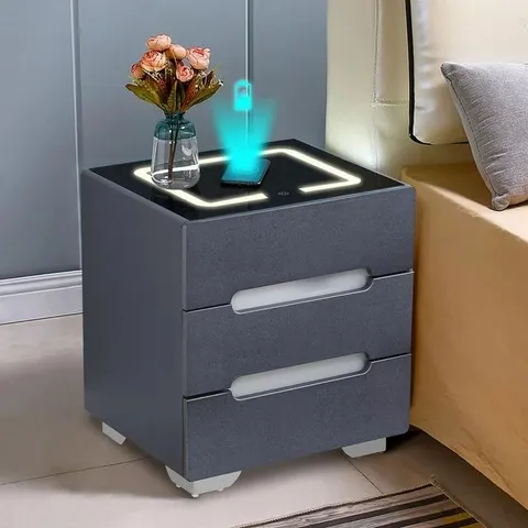 BOXED SMART LED NIGHTSTAND WITH WIRELESS CHARGING STATION