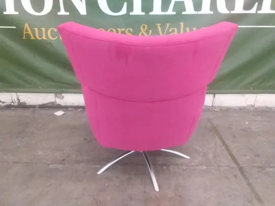 DESIGNER LOUNGE CO SWIVEL HOT PINK FABRIC ARMCHAIR 