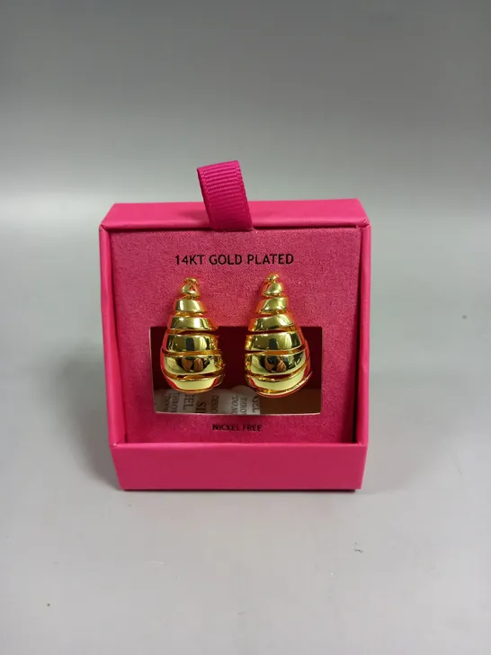 BOXED HOUSE OF HARLOW 1960 GOLD PLATED EARRINGS 