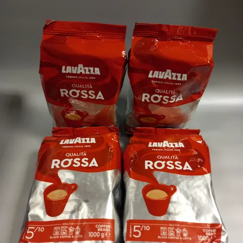 4 X SEALED LAVAZZA QUALITA ROSSA COFFEE BEAN PACKS - 4 X 1KG 