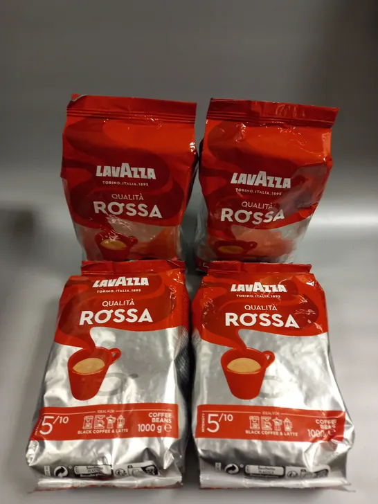 4 X SEALED LAVAZZA QUALITA ROSSA COFFEE BEAN PACKS - 4 X 1KG 