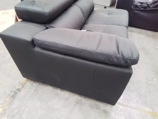 ITALIAN STYLE TWO SEATER SECTION WITH ADJUSTABLE HEADRESTS BLACK LEATHER 