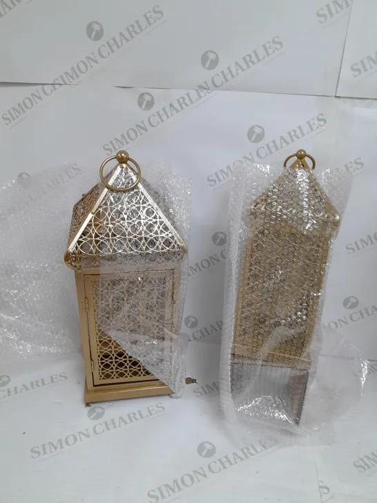 ALISON AT HOME SET OF 2 FRETWORK METAL LANTERNS 