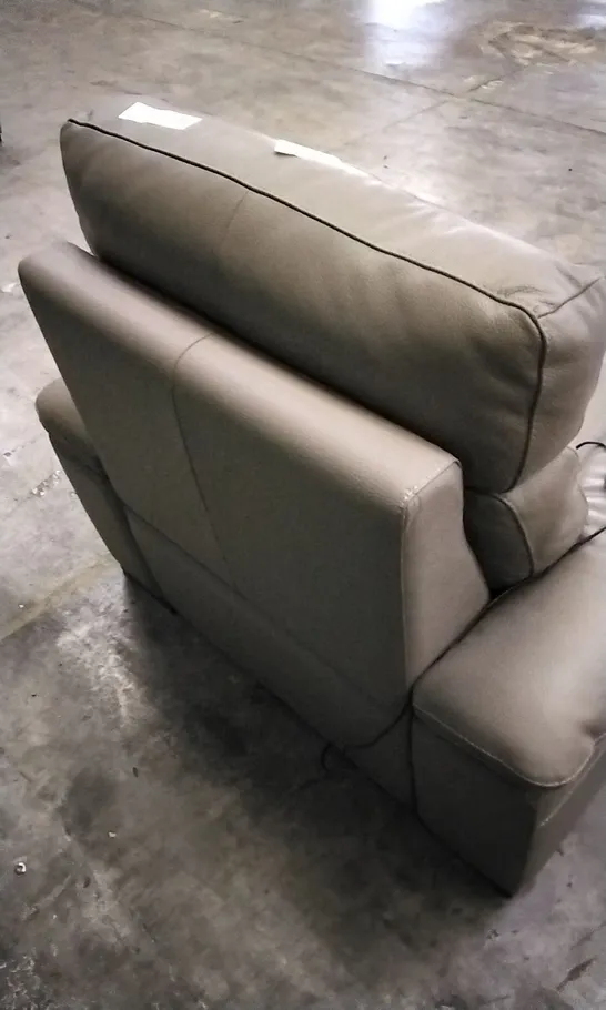 QUALITY ITALIAN DESIGNER TAUPE LEATHER POWER RECLINER ARMCHAIR