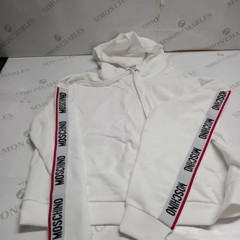 MOSCHINO WHITE HOODIE WITH TAPER ARMS - SIZE 12 