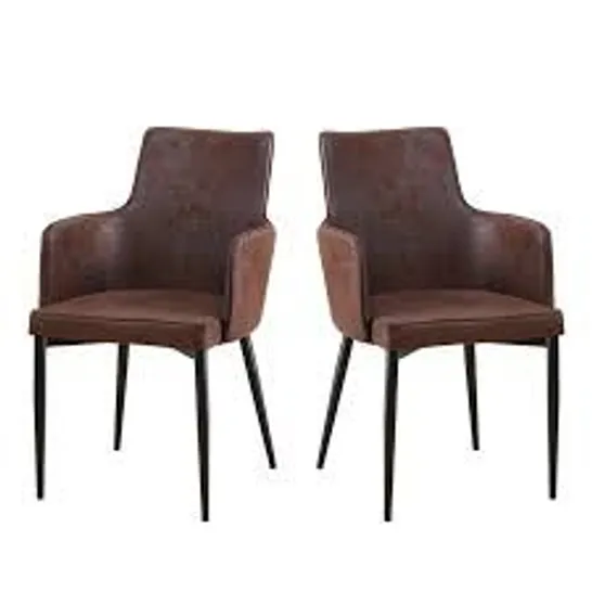 BOXED BROWN SUEDE CHAIRS