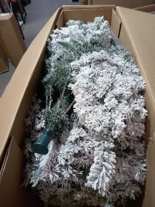 BOXED 8FT FLOCKED PRE LIT DOWNSWEPT REAL LOOK PINE CHRISTMAS TREE - COLLECTION ONLY RRP £187.99