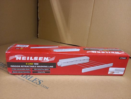 BOXED/SEALED NEILSEN 5 LINE 18M INDOOR RETRACTABLE WASHING LINE