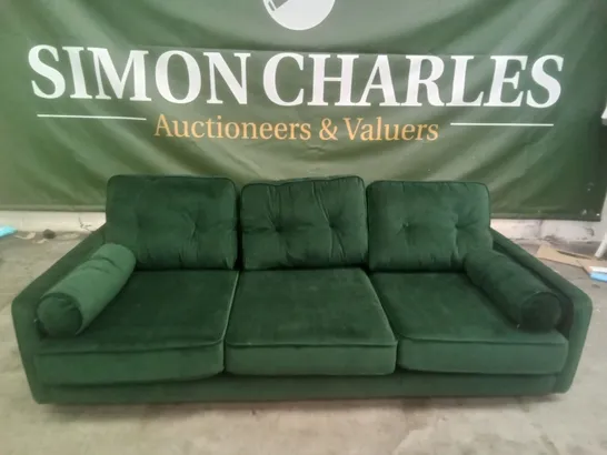 DESIGNER THE LOUNGE COMPANY MADE 2 SEATER SOFA - DARK GREEN FABRIC 