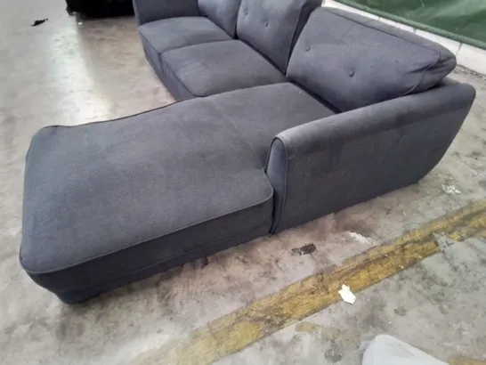 DESIGNER CHAISE SOFA CHARCOAL FABRIC 