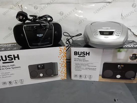 BOX OF APPROXIMATELY 15 ITEMS TO INCLUDE BUSH RADIO BOOMBOX, CASSETTE BOOMBOX, CD PLAYER ETC