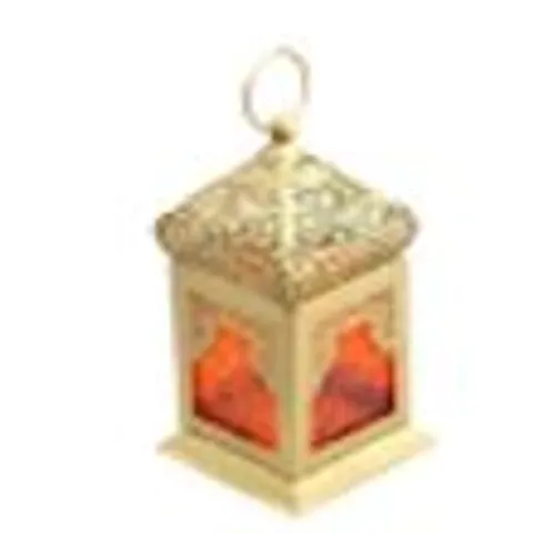 DOORBUSTER - HANDMADE MOROCCAN STYLE LED LANTERN WITH GOLDEN FINISH (3XAAA BATTERY REQUIRED) - ORANGE