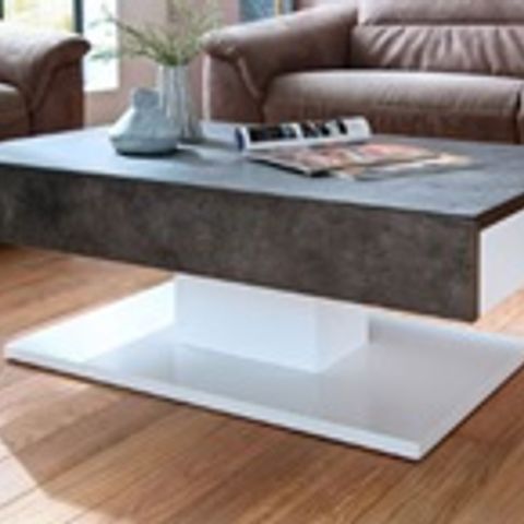 BOXED KATHRYN WOODEN STORAGE COFFEE TABLE IN CONCRETE AND MATT WHITE