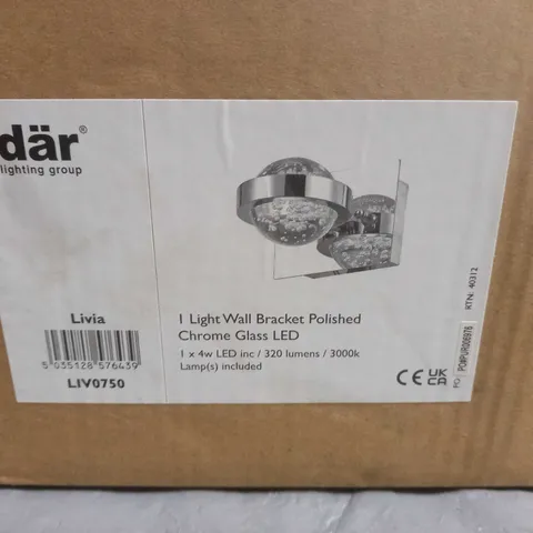 BRAND NEW DAR LIVIA LIGHT WALL BRACKET POLISHED CHROME GLASS LED