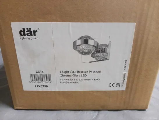 BRAND NEW DAR LIVIA LIGHT WALL BRACKET POLISHED CHROME GLASS LED