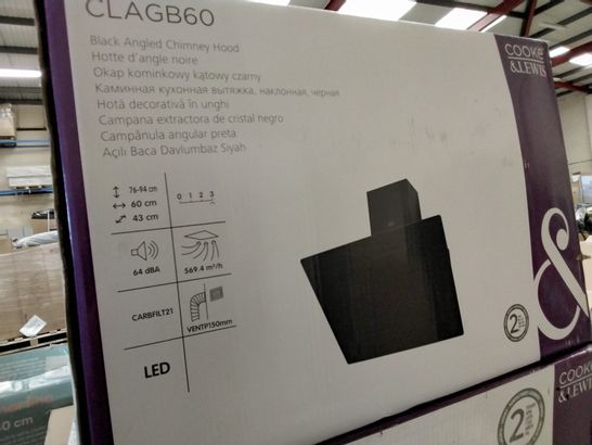 BOXED CLAGB60 BLACK ANGLED CHIMNEY HOOD 