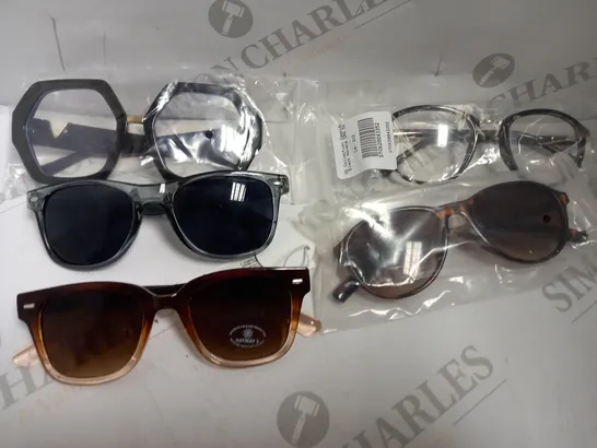 BOX OF APPROX 10 ITEMS INCLUDING ASSORTED PRESCRIPTION GLASSES AND SUNGLASSES IN VARIOUS STYLES AND SIZES