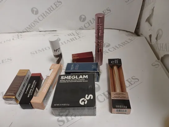 9 ASSORTED MAKE-UP ITEMS INCLUDING SKY HIGH MASCARA, SHE GLAM BAKED GLOW SETTING POWDER