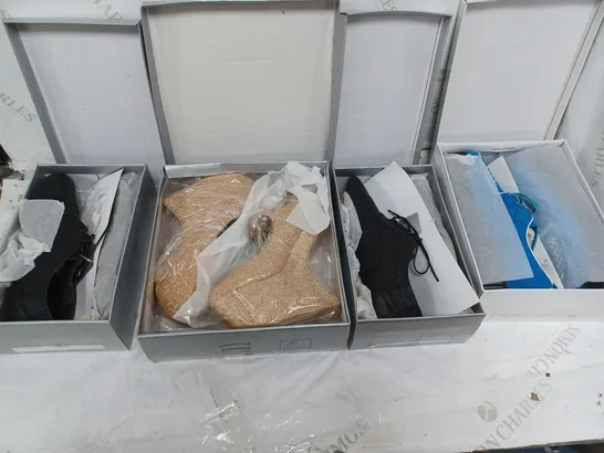 LARGE BOX OF APPROXIMATELY 10 ASSORTED BOXED SHOES TO INCLUDE BOOTS AND HEELS ETC.