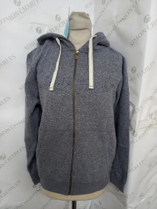 WEIRD FISH TAMI SNOW MARL BRANDED FULL ZIP HOODY IN NAVY SIZE 12