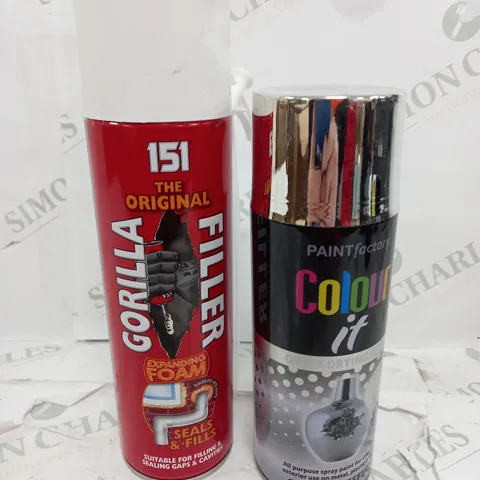 BOX OF APPROXIMATELY 20 ASSORTED ITEMS TO INCLUDE GORILLA FILLER & CHROME EFFECT SPRAY PAINT 