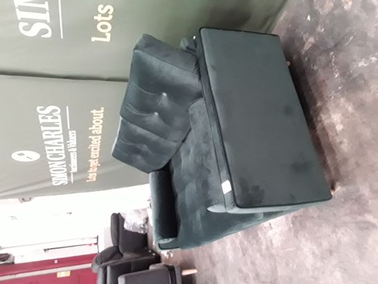 DESIGNER BOTTLE GREEN VELVET LOVE SEAT WITH SIDE CUSHIONS