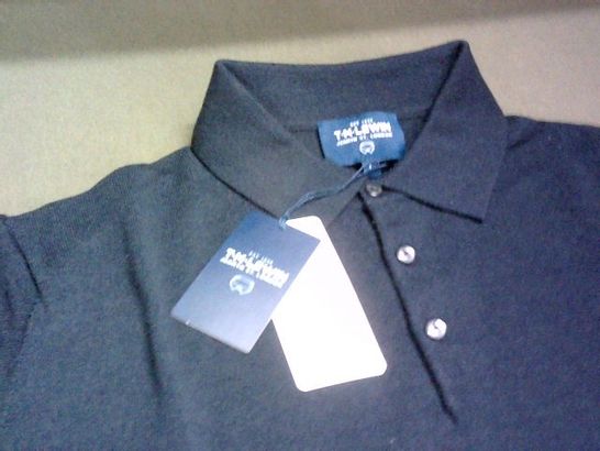 T.M.LEWIN DURHAM MERINO LONG SLEEVE POLO IN NAVY - LARGE