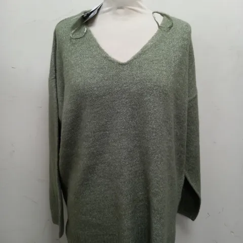 GREEN COTTON SWEATER - SIZE 12
