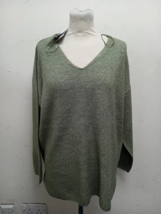 GREEN COTTON SWEATER - SIZE 12