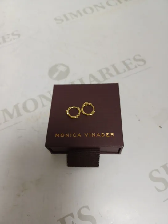 MONICA VINADER GOLD STONE ENCRUSTED HOOP EARRINGS 