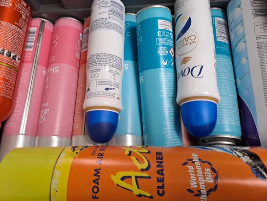 APPROXIMATELY 10 ASSORTED AEROSOL ITEMS IN INCLUDE SHAVE FOAM, DEODORANT, ANTI-PERSPIRANT, ETC - COLLECTION ONLY