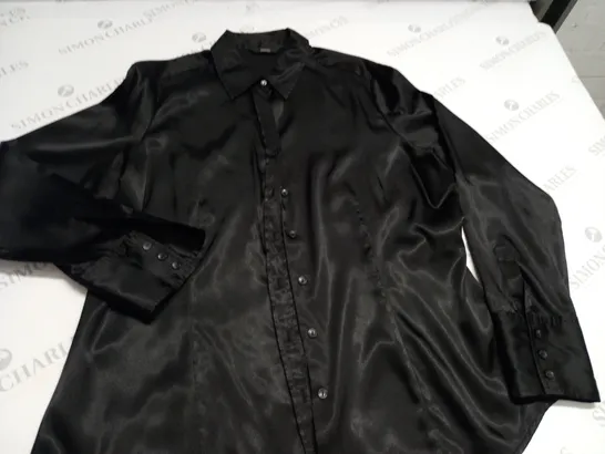 MARKS & SPENCER BLACK SILK LOOK BLOUSE - UK 16