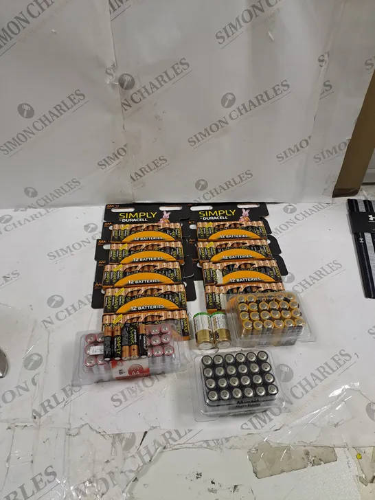 BOXED ASSORTMENT OF BATTERIES TO INCLUDE, DURACELL, PROCELL, INDUSTRIAL 