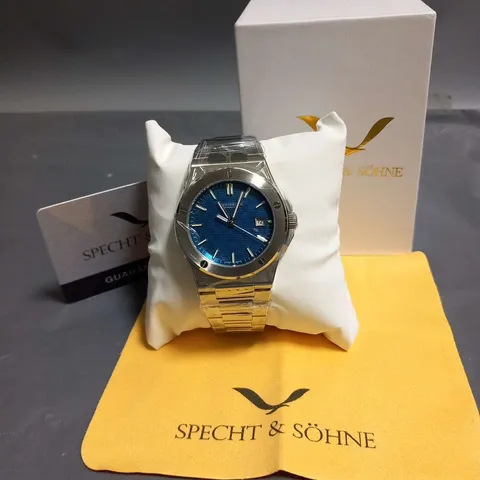 BOXED SPECHT AND SOHNE AUTOMATIC STAINLESS STEEL WRIST WATCH